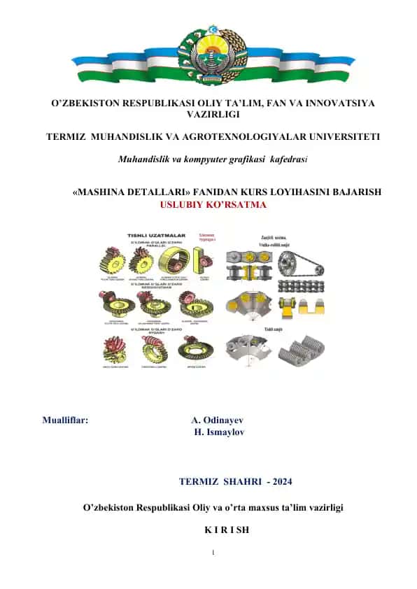 Kurs loyihasi "Mashina detallari" fanidan