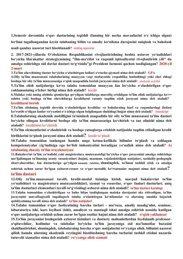Talaba Baholash Usullari