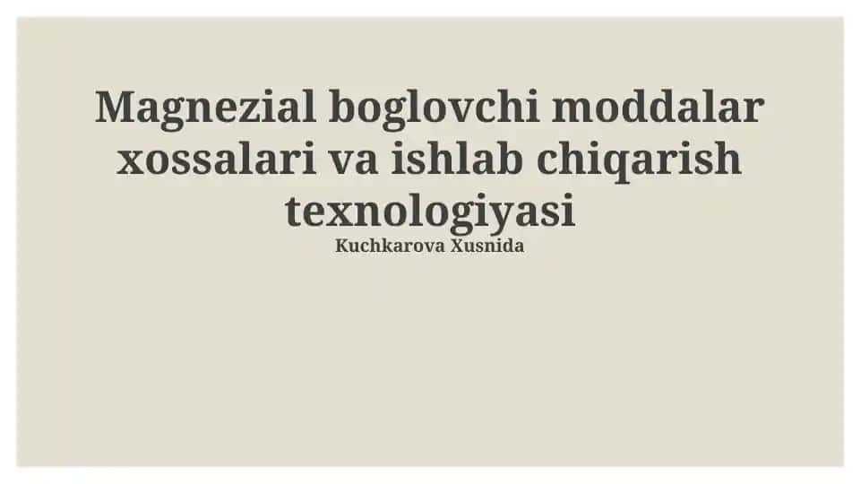 Magnezial bog'lovchi moddalar