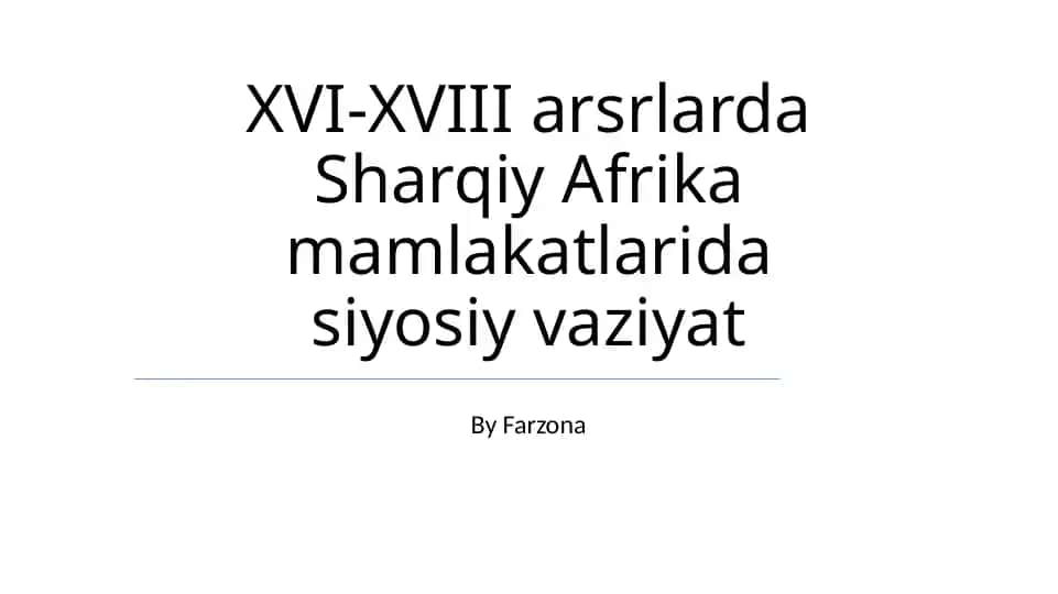 Sharqiy Afrika mamlakatlarida siyosiy vaziyat