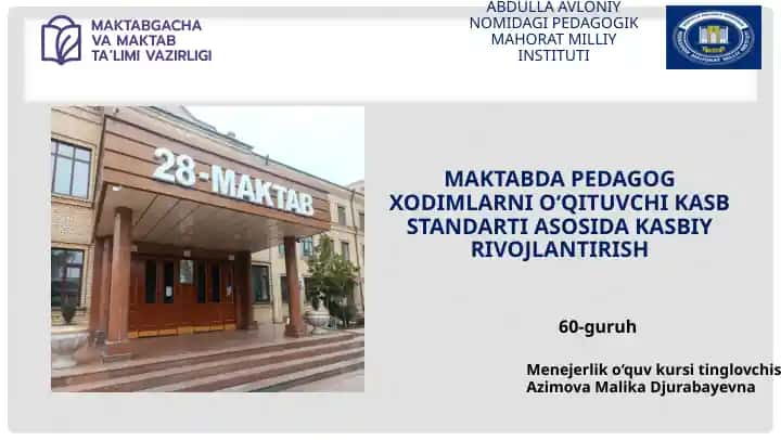 "O‘qituvchi Kasb Standarti Asosida Kasbiy Rivojlantirish"