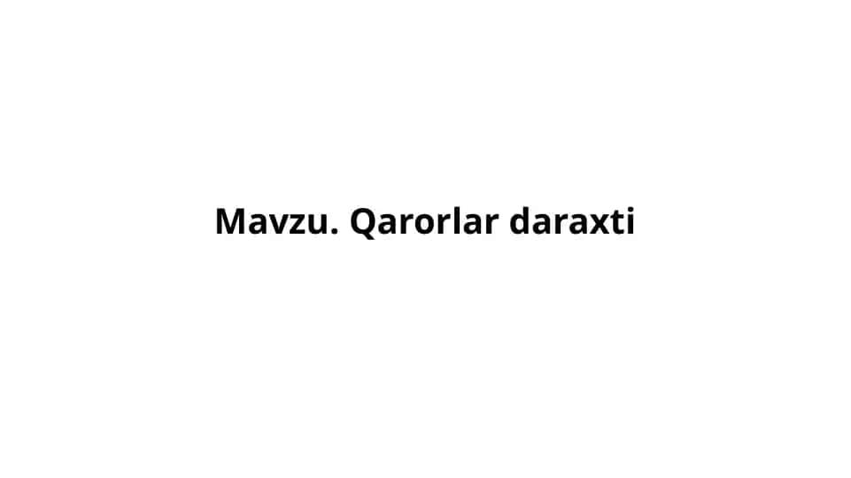 Qarorlar Daraxti