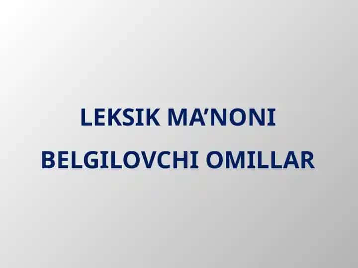 O'zbek tili semasiologiyasi