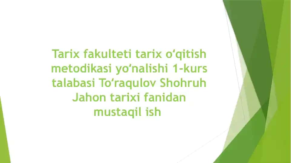 Tarix fakulteti tarix oʻqitish metodikasi yoʻnalishi 1-kurs talabasi Toʻraqulov Shohruh