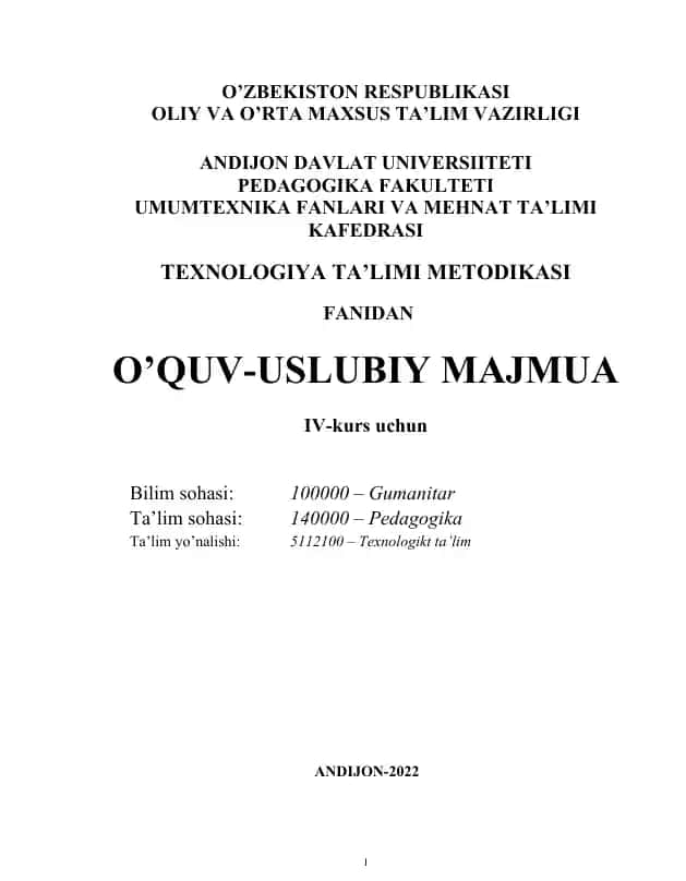 Texnologiya ta’limi metodikasi