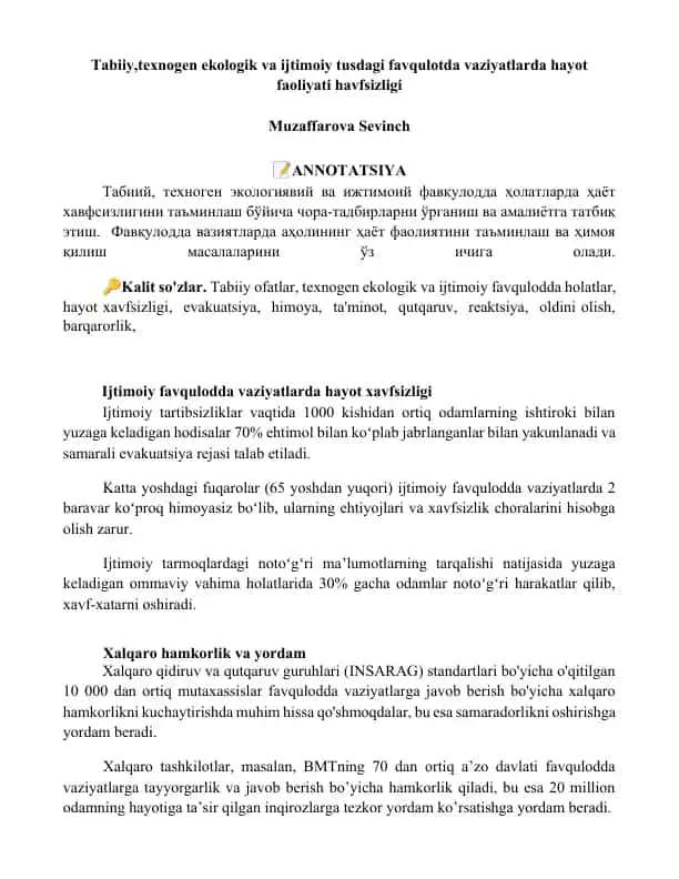 Ijtimoiy favqulodda Hayot Xavfsizligi