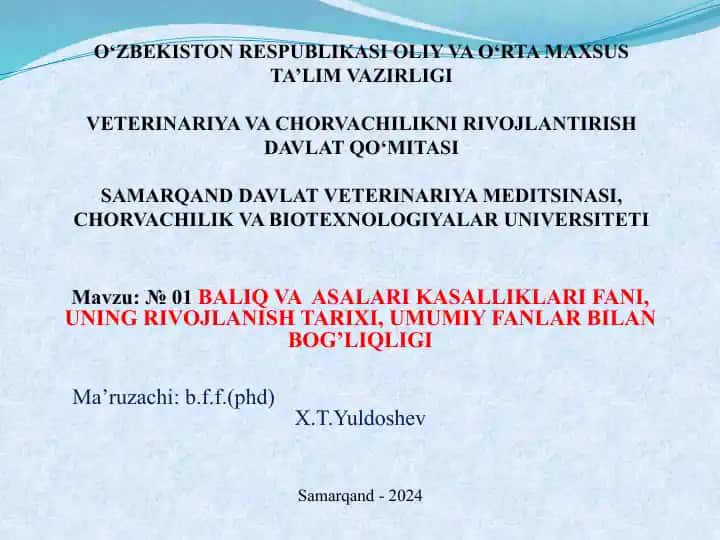 Balıq va Asalari Kasalliklari