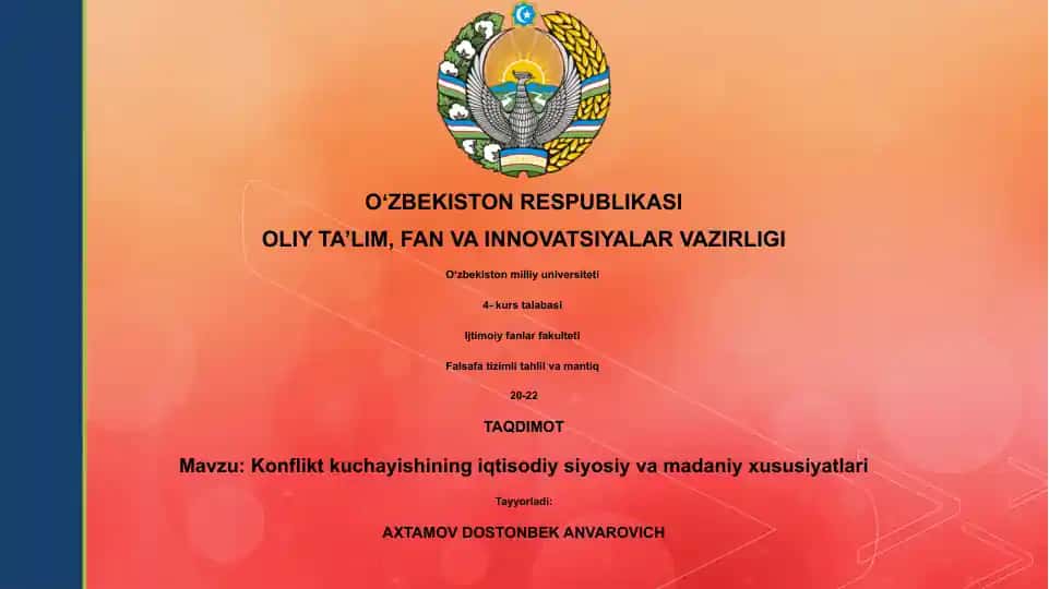 Konflikt kuchayishining iqtisodiy siyosiy va madaniy xususiyatlari