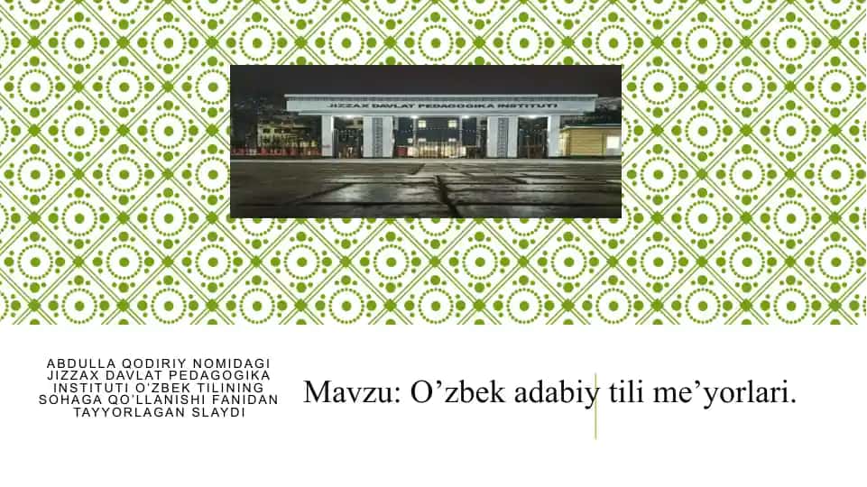 O’zbek adabiy tili me’yorlari