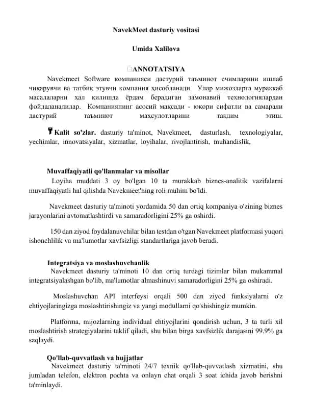 NavekMeet dasturiy vositasi