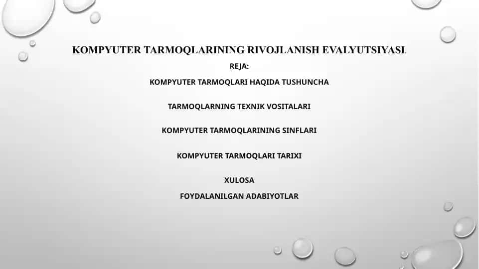 Kompyuter tarmoqlarining rivojlanish evalyuatsiyasi