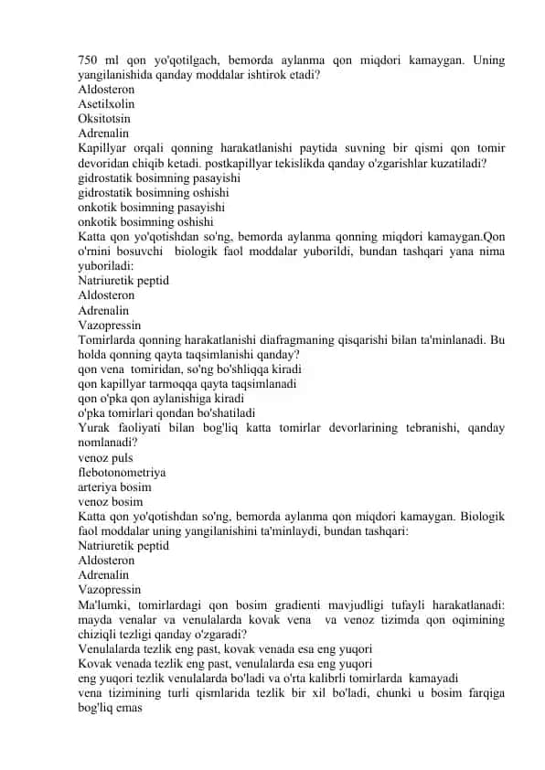 Qonning harakatlanishi haqida ma'lumotlar