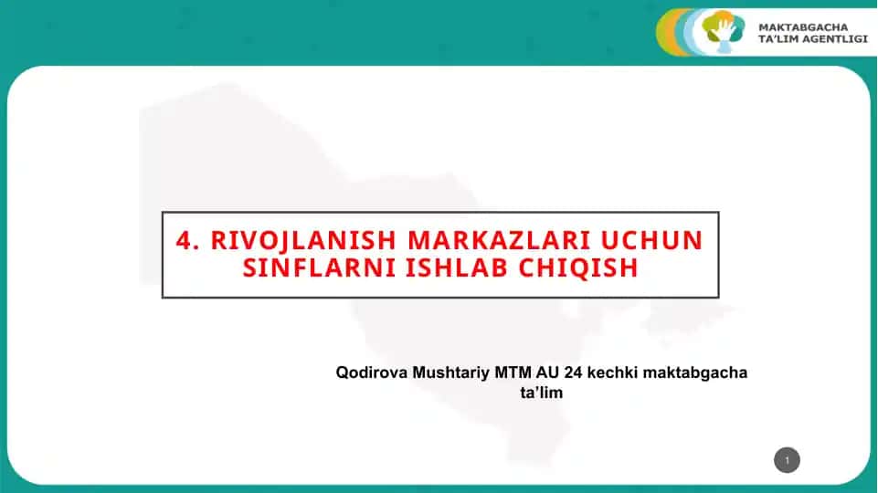Rivojlanish markazlari uchun sinflarni ishlab chiqish