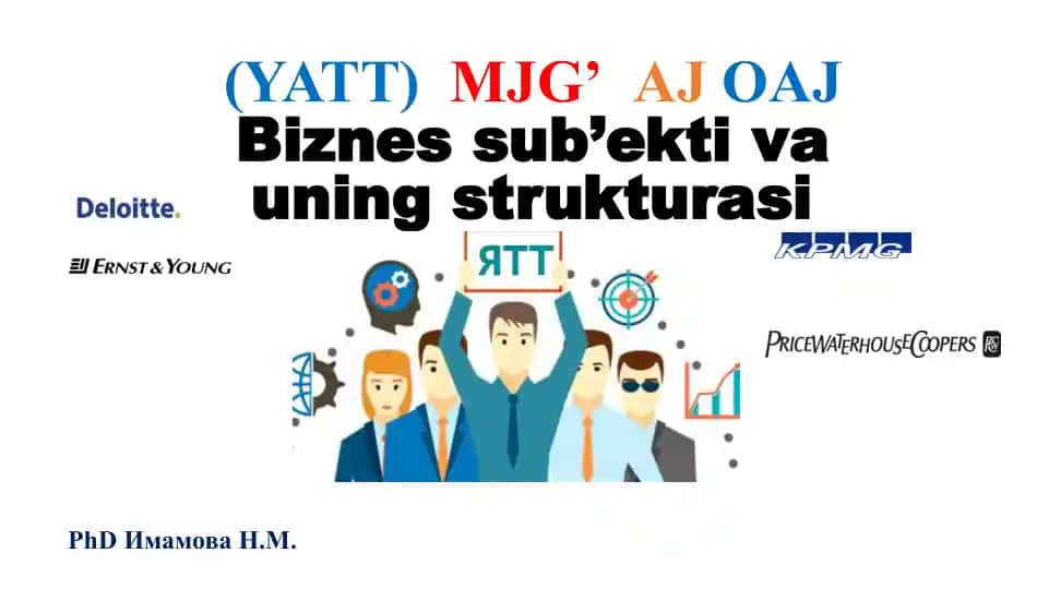 Biznes sub'ekti va uning struktura