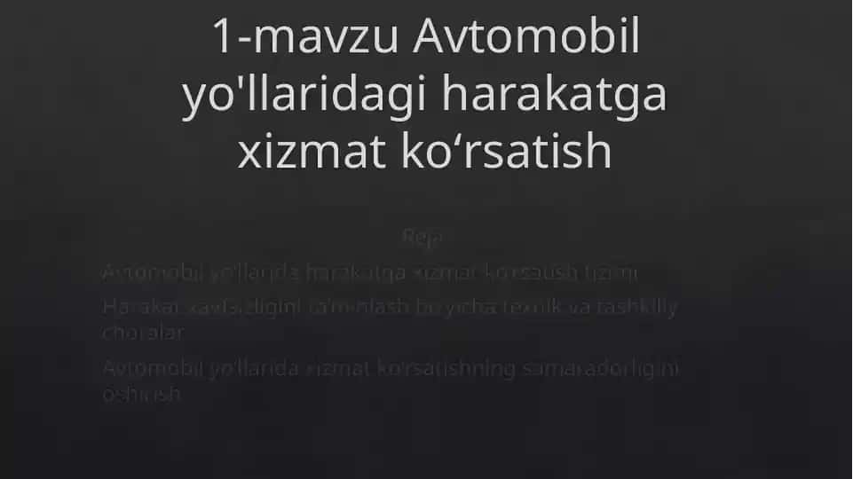 Harakatga xizmat ko'rsatish texnikasi