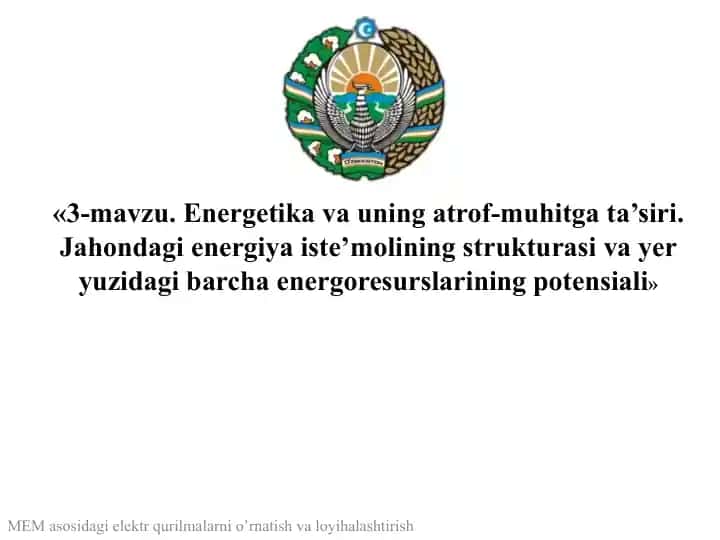 Elektr qurilmalarni o'rnatish va loyihalashtirish