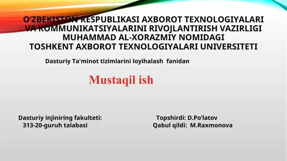 GRAFIK INTERFEYS MODELLARINI ISHLAB CHIQISH