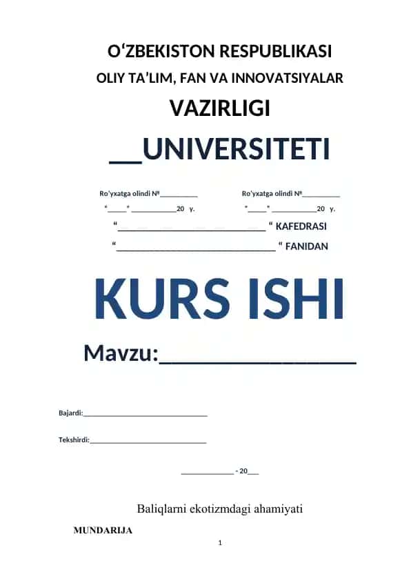 Baliqlarni Ekotizmdagi Ahamiyati