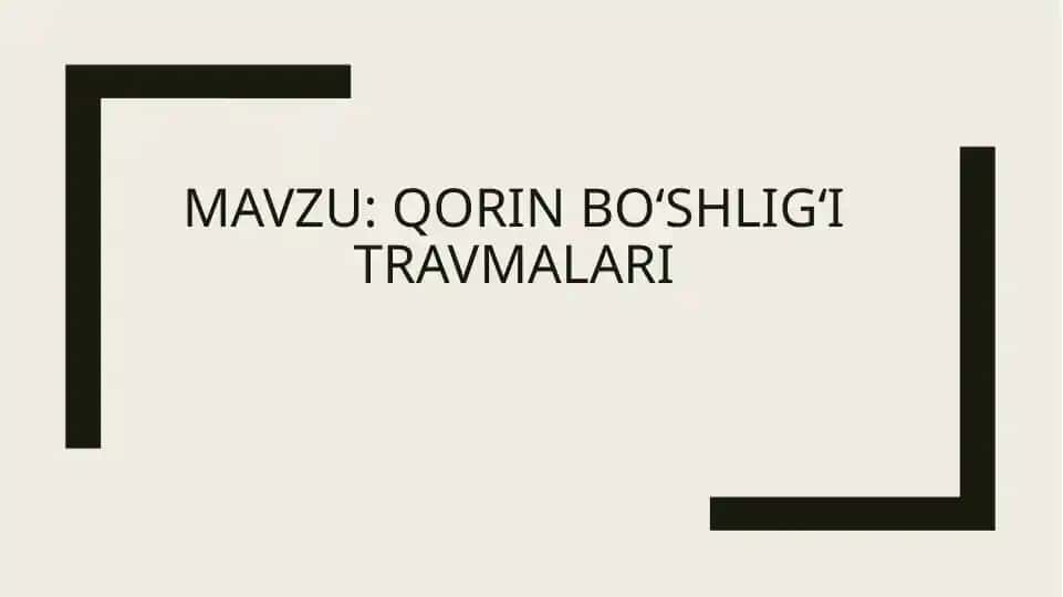 Qorin bo‘shlig‘i travmalari