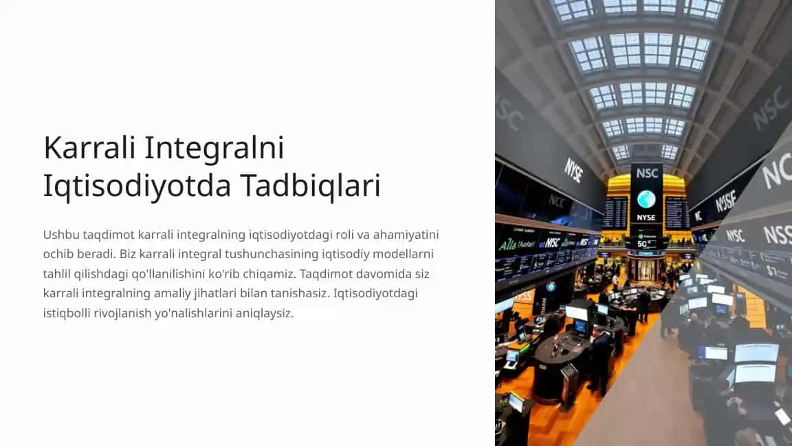 Karrali Integralni Iqtisodiyotda Tadbiqlari
