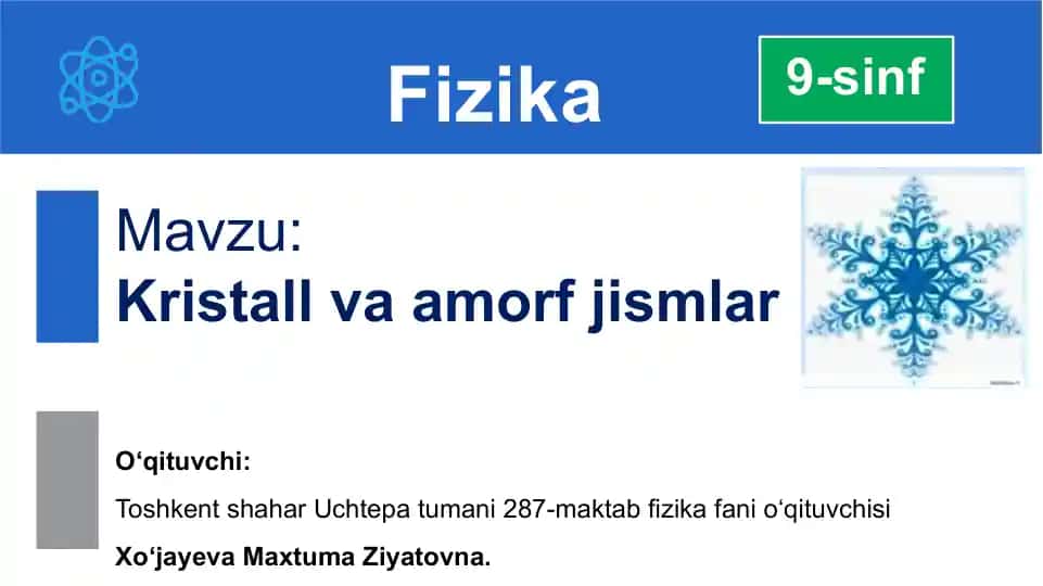 Kristalllar va Amorfizmlar