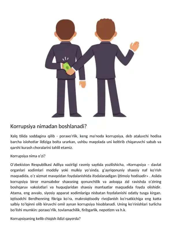 Korrupsiya va uning sabablari