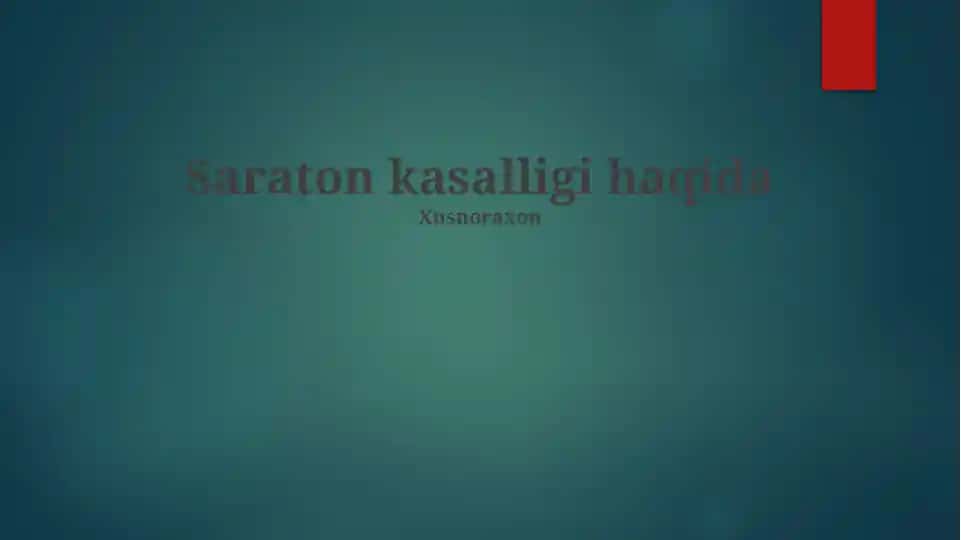 Saraton kasalligi haqida