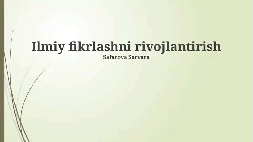 Ilmiy fikrlashni rivojlantirish