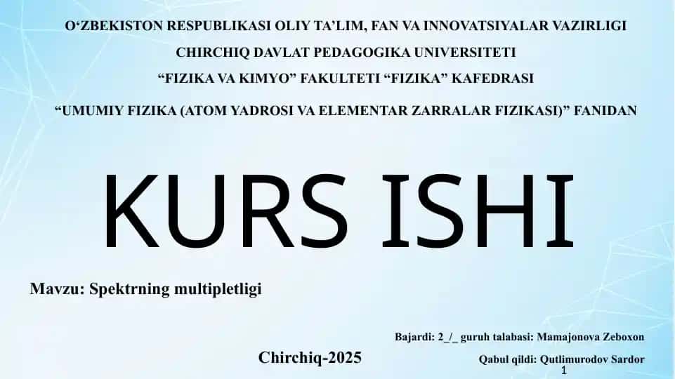 Spektrning multipletligi