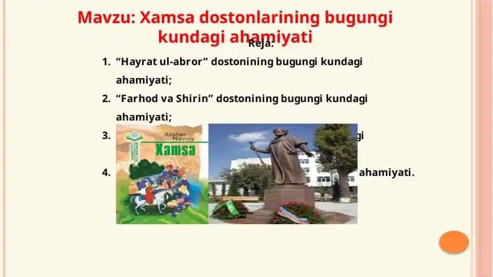 Xamsadostonlarining bugungi kundagi ahamiyati