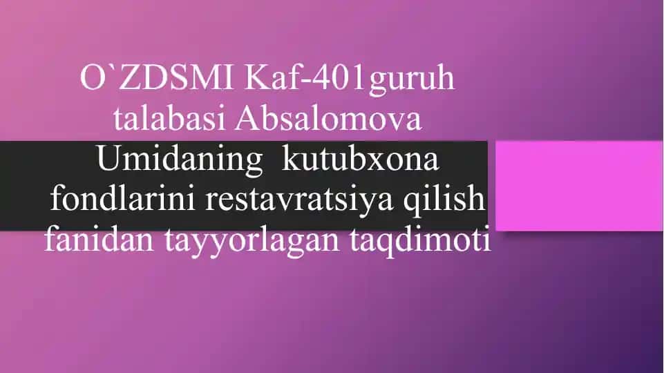 Elektron resurslarni yaratish va saqlash