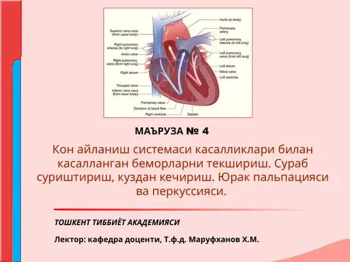 Кон айланиш системаси билан касалликларни текшириш