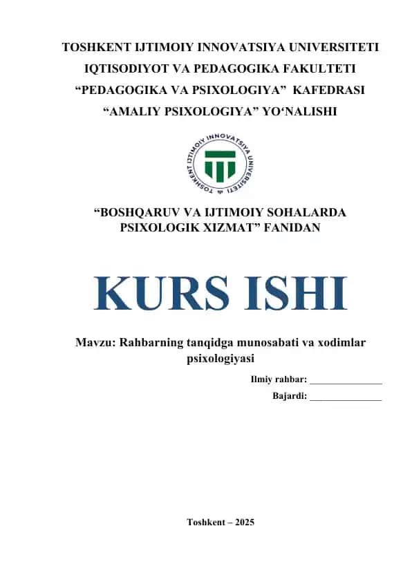 Rahbarning tanqidga munosabati va xodimlar psixologiyasi