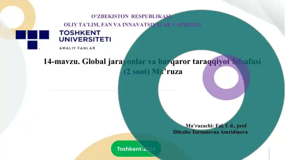 Global jarayonlar va barqaror taraqqiyot falsafasi