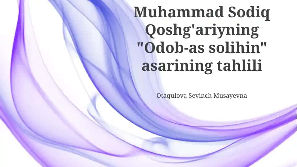 "Odob-as Solihin" asarining tahlili