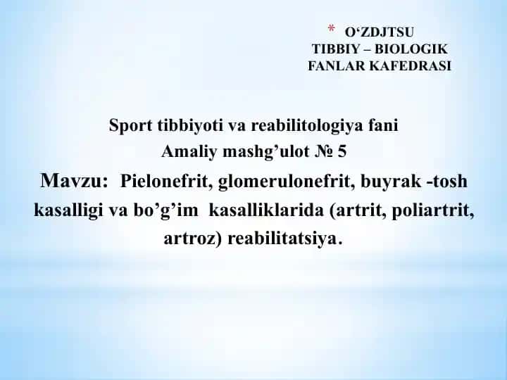 Amaliy mashg’ulot № 5