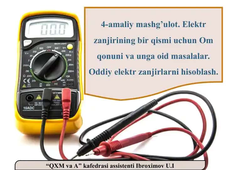 Elektr zanjirlarni hisoblash mashg'uloti