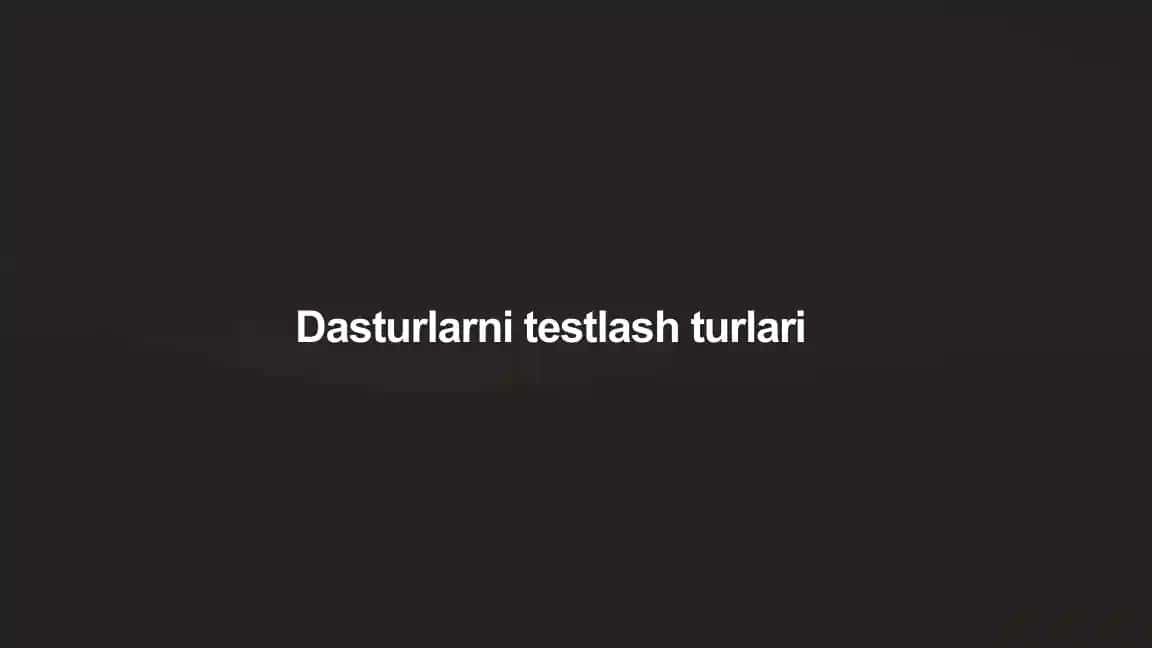 Dasturlarni testlash turlari