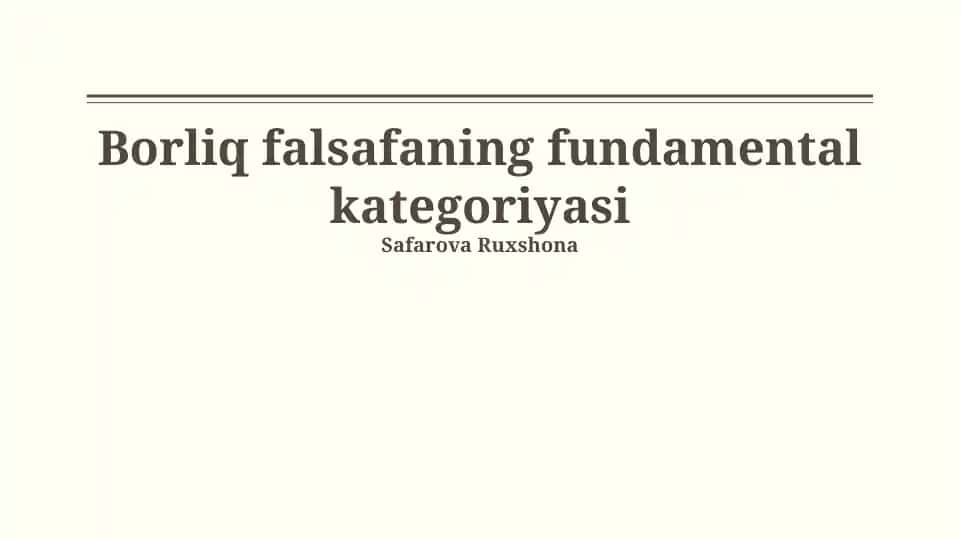 Borliq falsafaning fundamental kategoriyasi