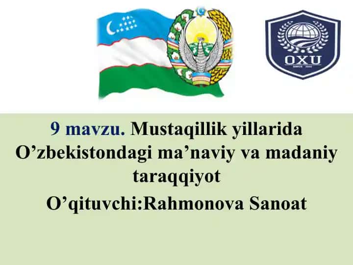 O'zbekistonda Madaniyat va Ma'naviyat