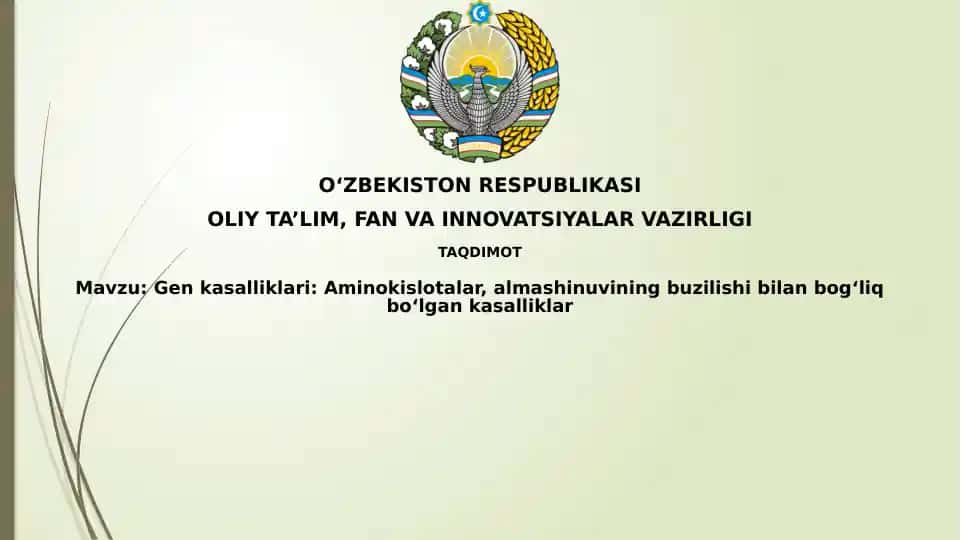 Genkasalliklari:Aminokislotalar,almashinuviningbuzilishibilanbogʻliqboʻlgankasalliklar