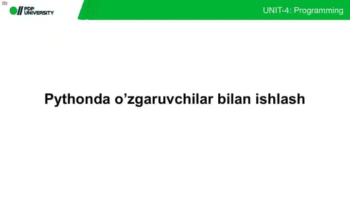 Pythondao’zgaruvchilarbilanishlash