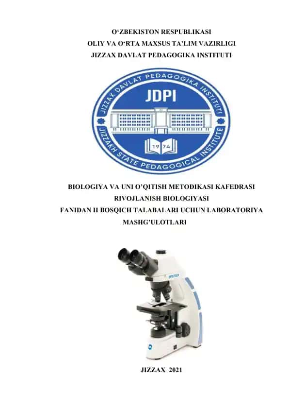 Laboratoriya mashg'ulotlari "Rivojlanish biologiyasi"