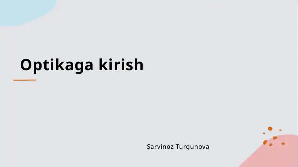 Optikaga kirish