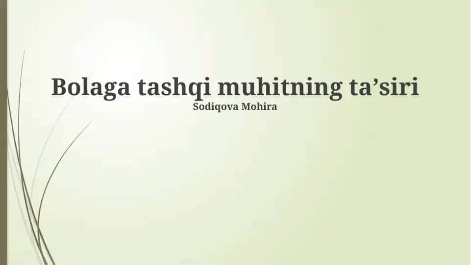 Tashqi Muhitning Ta'siri