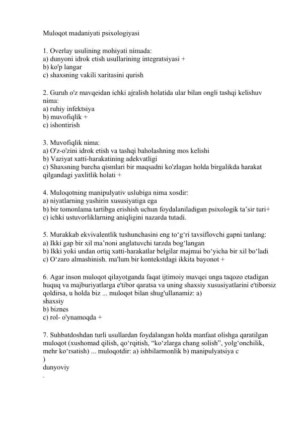Muloqot madaniyati psixologiyasi