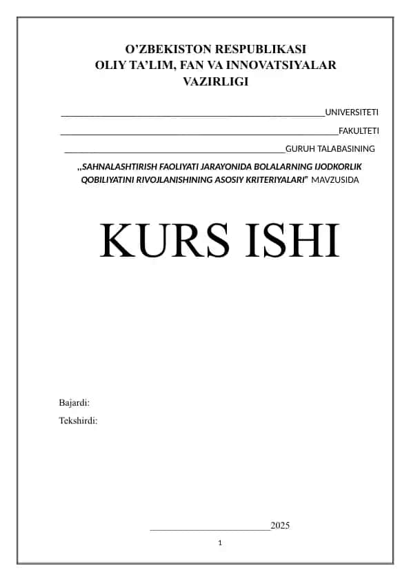 Sahnalashtirish faoliyati jarayonida bolalarning ijodkorlik qobiliyatini rivojlantirish