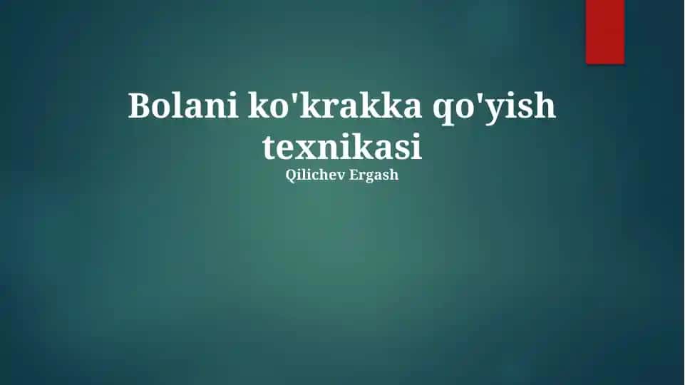 Bolani ko'krakka qo'yish texnikasi