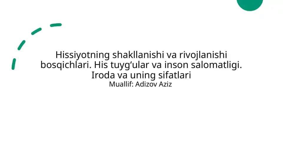 His tuyg'ularining rivojlanishi bosqichlari