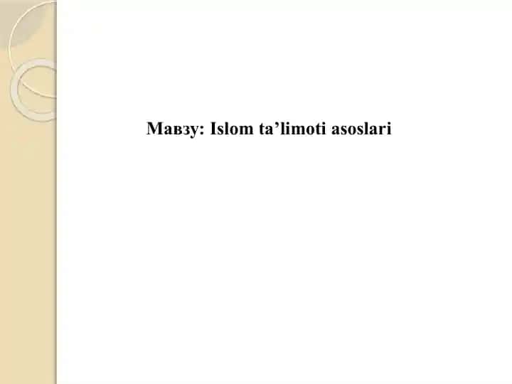 Islom ta’limoti asoslari